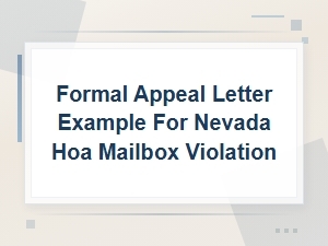 Nevada Hoa Mailbox Violation Appeal Letter Template