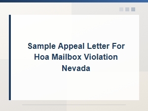 Hoa Mailbox Violation Appeal Letter Template – Nevada