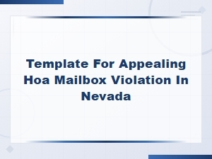 Nevada Hoa Mailbox Violation Appeal Letter Template