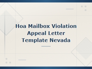 Nevada Hoa Mailbox Violation Appeal Letter Guide