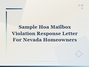 Nevada Hoa Mailbox Violation Response Letter Sample