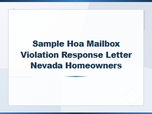 Hoa Mailbox Violation Response Letter for Nevada Homeowners